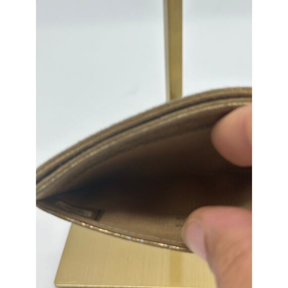 RARE Chanel Gold Suede Camellia Embossed‎ Classic Card Holder! - Picture 9 of 11
